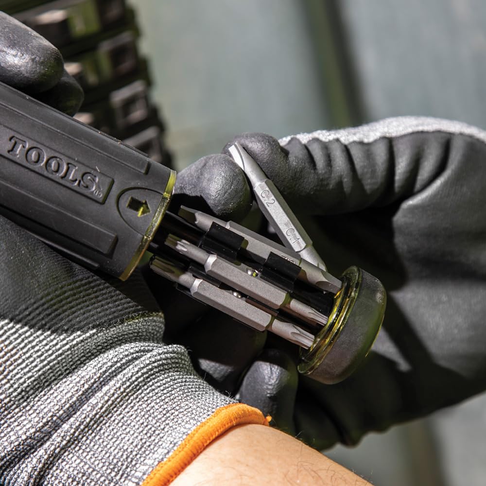 Klein Tools 32305 Multi-bit Ratcheting Screwdriver, 15-in-1 Tool with Phillips, Slotted, Square, Torx and Combo Bits and 1/4-Inch Nut Driver KLEIN TOOLS