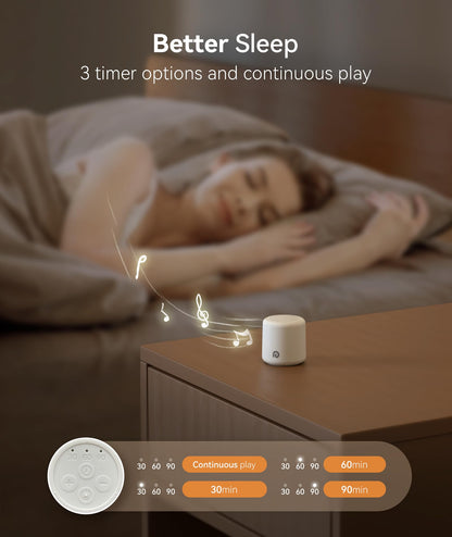 Dreamegg White Noise Machine - Portable Sound Machine Baby Adult, Travel White Noise Sound Machine, 16 Soothing Sounds, Rechargeable, Mini Sound Machine for Sleeping Baby Shower Home Hotel Gift, White - Available at All In One Marketplace Canada