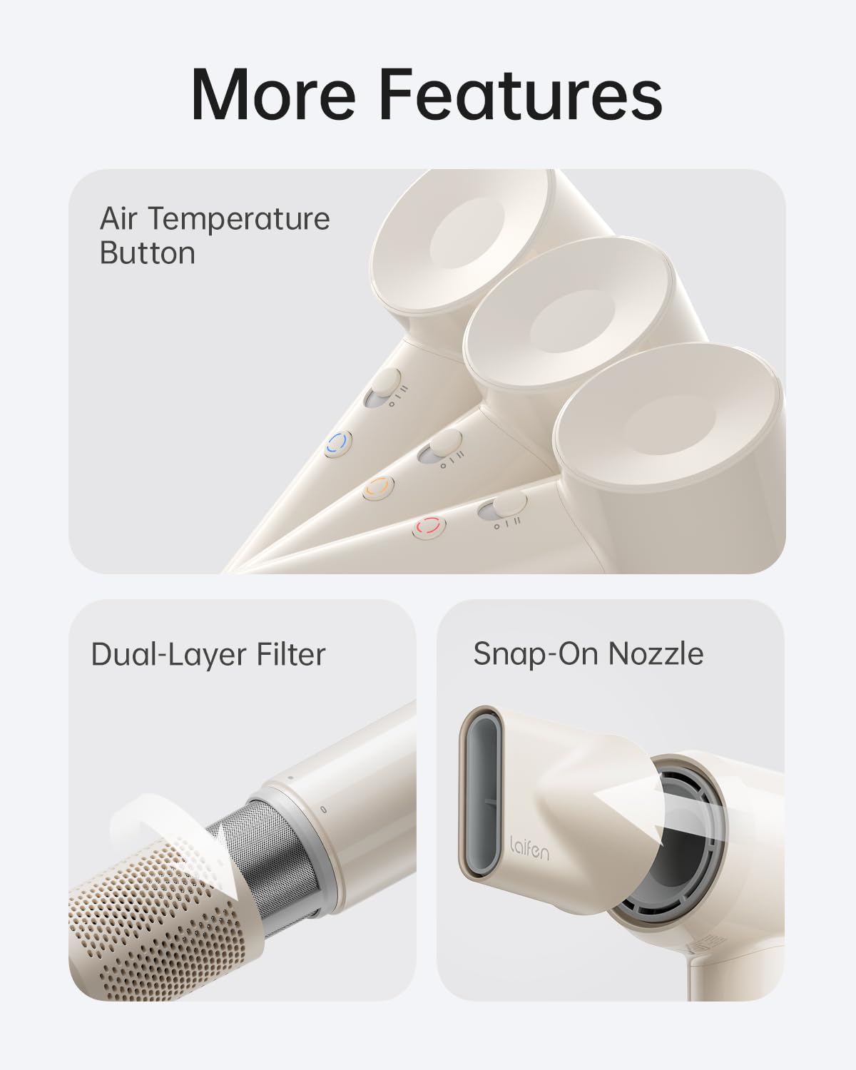 Laifen SE Lite Professional Hair Dryer, High-Speed Blow Dryer 100,000 RPM Brushless, Ionic Hair Dryer with Diffuser for Curly Hair , Fast Drying Low Noise, Diffuser Hair Dryer for Women and Men Lightweight Thermo-Control with 2 Nozzles, HD110 - Available at All In One Marketplace Canada