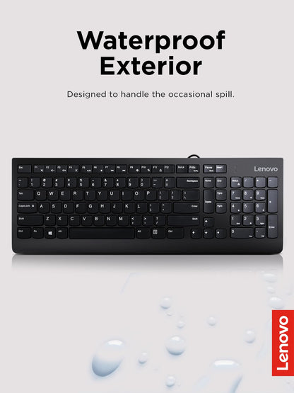 Lenovo 300 USB Wired Keyboard, Black