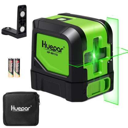 Huepar Laser Level Self Leveling, Classical Cross Line Indoor DIY Use Green Lines, 100Ft Visibility Horizontal and Vertical Line Level, 360° Magnetic Pivoting Base 9011G - Available at All In One Marketplace Canada