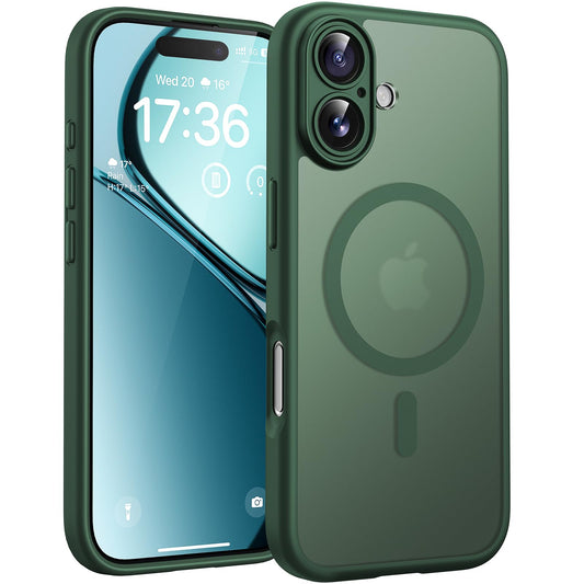 TOCOL for iPhone 17 Case, Full Camera Protection, Built-in Magnetic Ring, Compatible with Magsafe, Drop Protection, Translucent Matte Phone Case for iPhone 17 6.3 inch (Alpine Green)