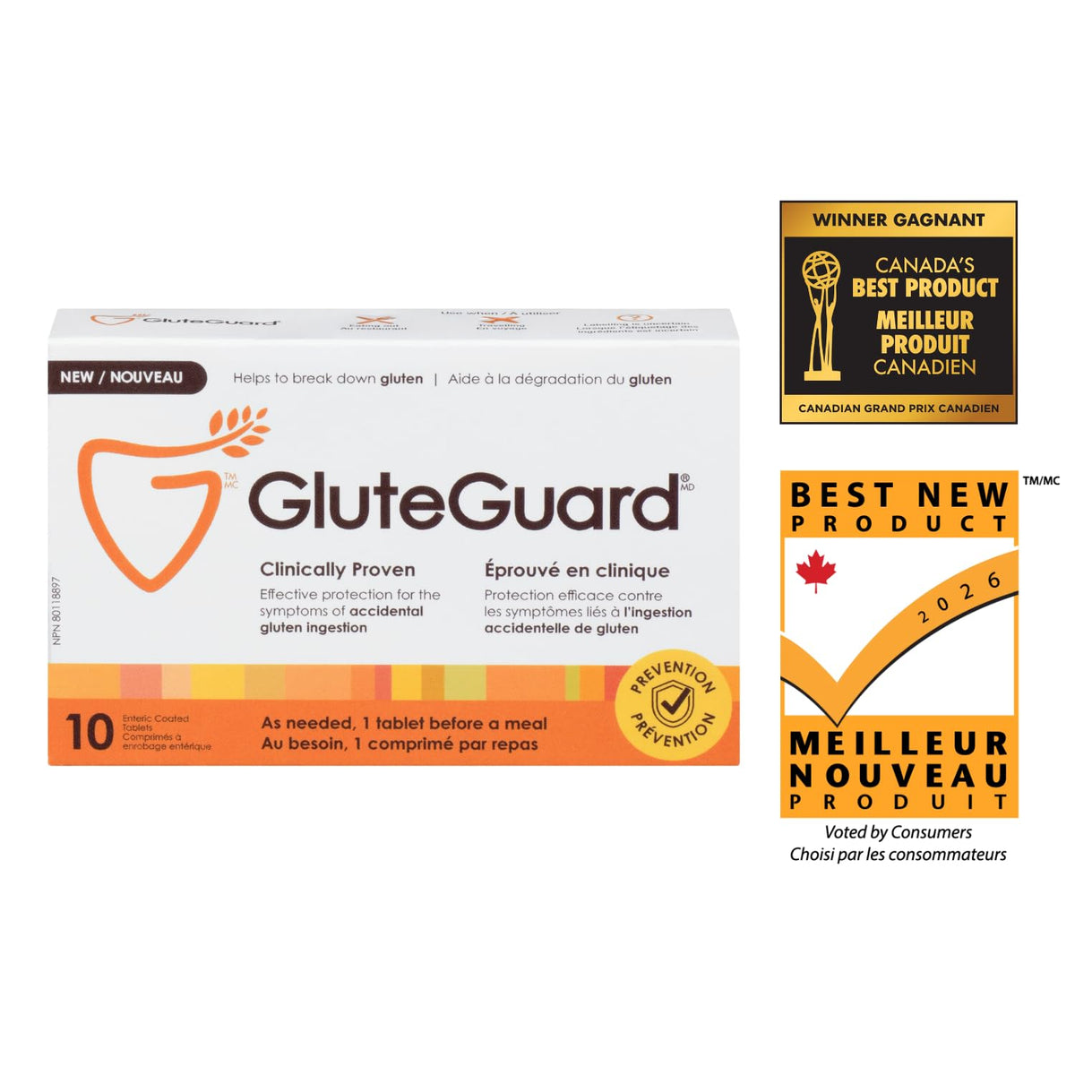 GluteGuard Enteric Coated Tablets - 10 Count - Helps manage your exposure to hidden gluten, support gluten digestion