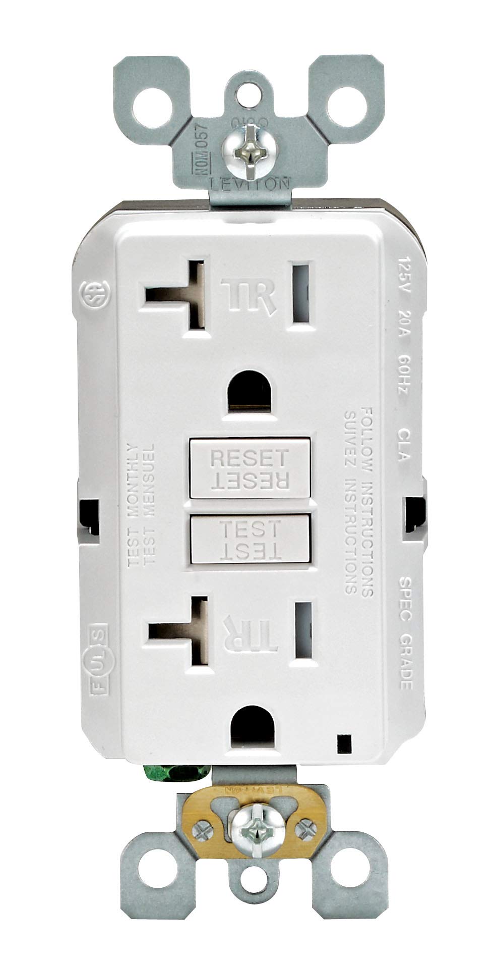 Leviton 3-Pack GFCI, 20 Amp Tamper-Resistant Receptacle with Led Indicator, Self-Test, SmartlockPro Slim, GFTR2-03W, White