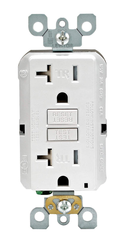 Leviton 3-Pack GFCI, 20 Amp Tamper-Resistant Receptacle with Led Indicator, Self-Test, SmartlockPro Slim, GFTR2-03W, White