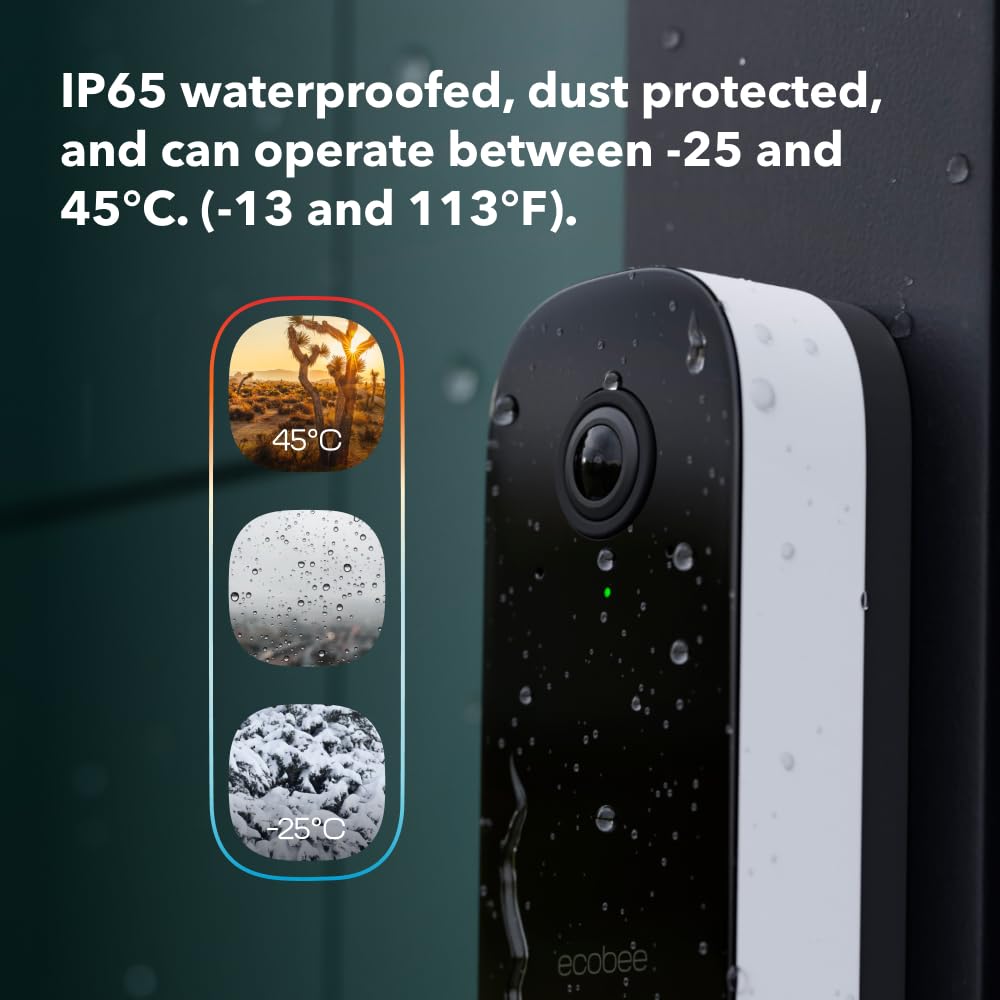 ecobee Smart Video Doorbell Camera Wired Alexa, Apple Home Kit, Google Home ecobee