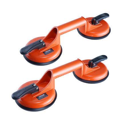 VEVOR Glass Suction Cup, 4.7" 2 Pack 330 lbs Load Capacity, Vacuum Suction Cup with Aluminum Handle, Heavy Duty Industrial Suction Cup Lifter Tool for Glass, Granite, Tile, Metal, Wood Panel Lifting VEVOR