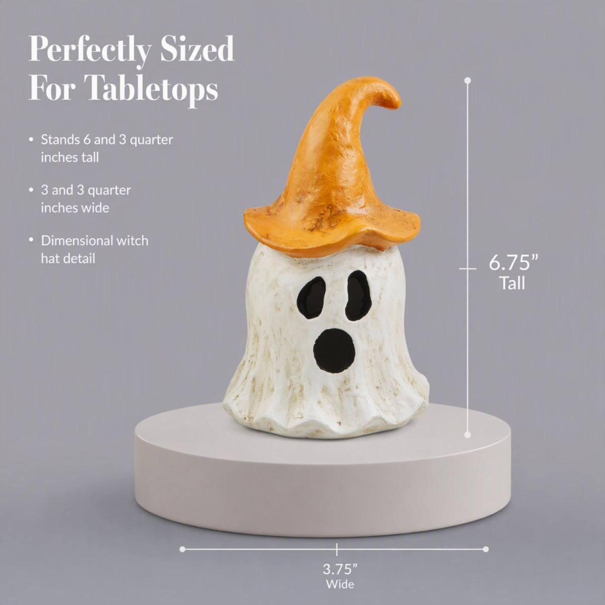 Mud Pie Halloween Lantern, Orange Ghost Witch Lantern, 3.75 x 6.75 Inch