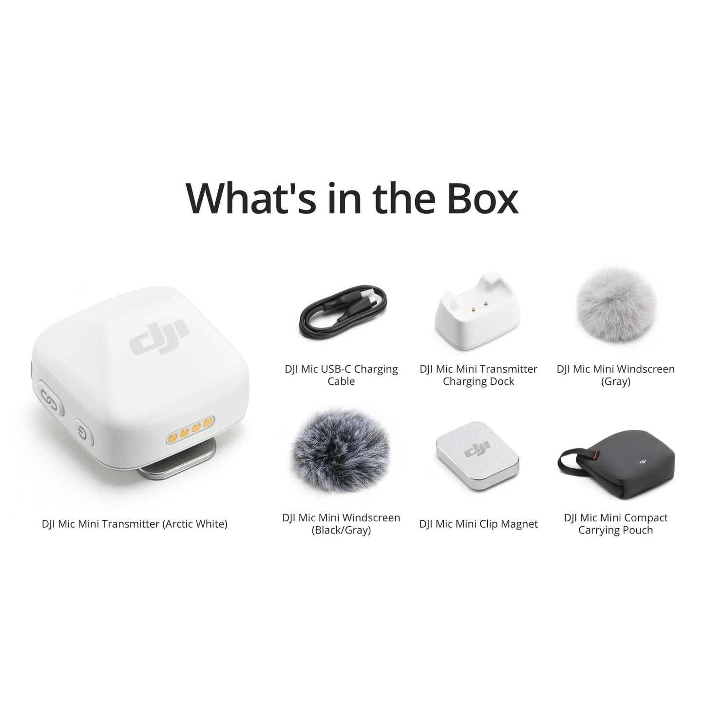 Émetteur DJI Mic Mini (blanc arctique), ultraléger, microphone cravate sans fil pour DJI Osmo Mobile 7P/Osmo Pocket 3, suppression du bruit, microphone sans fil pour appareil photo/iPhone/Android, vlog, streaming