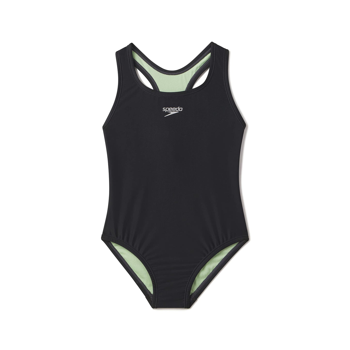 Speedo Girl's Swimsuit One Piece Closed Racerback, 2023 Anthracite, 12 Speedo