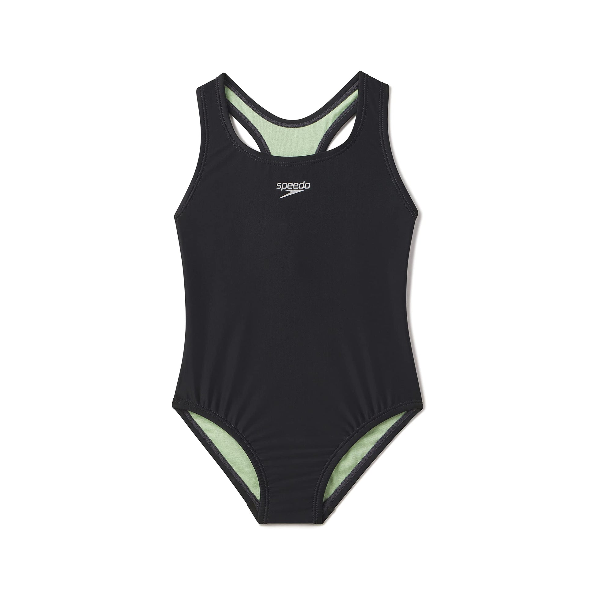 Speedo Girl's Swimsuit One Piece Closed Racerback, 2023 Anthracite, 12 Speedo