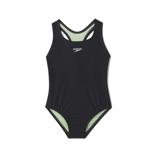 Speedo Girl's Closed Racerback One Piece Swimsuit - Anthracite, Size 10 Speedo