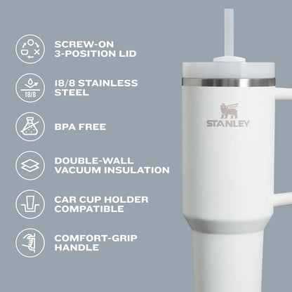 Stanley Quencher H2.0 Tumbler with Handle and Straw 20 oz Flowstate 3-Position Lid Cup Holder Compatible for Travel Insulated Stainless Steel Cup BPA-Free Lilac