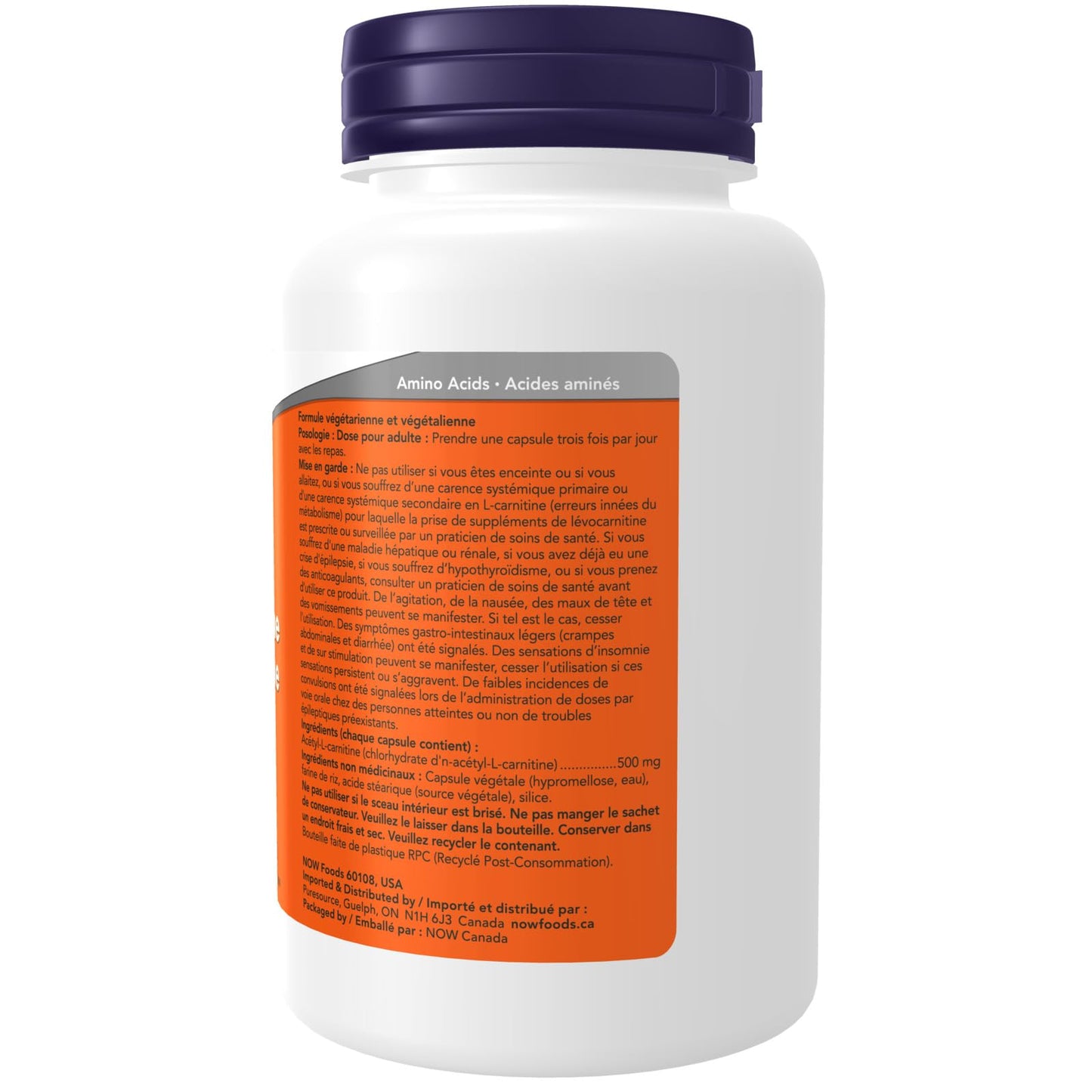 NOW Supplements, Acetyl-L Carnitine 500 mg, Amino Acid, Brain And Nerve Cell Function, 100 Veg Capsules NOW