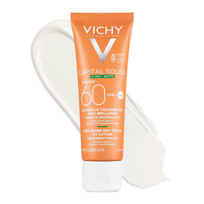 Vichy Face Sunscreen SPF 60, Capital Soleil Matte Finish, Dry Touch SPF Lotion for Face, Non-Greasy, Non-Comedogenic, No White Cast, Fragrance-Free, Hypoallergenic, Travel Size Sunscreen, 50mL - Available at All In One Marketplace Canada