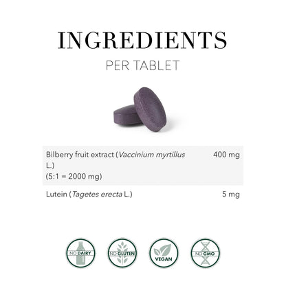 New Nordic Blue Berry Strong 120 Coated Tablets, 60-Day Supply, Vegan Eye Support Supplement with Bilberry & Lutein for Clear Vision & Macular Health - Available at All In One Marketplace Canada
