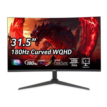 Acer XZ320QU S3bmiiphx 31.5" 2K QHD | 2560 x 1440 | Curved Gaming Monitor | 180Hz Refresh | 1ms Response Time | 100,000,000:1 Contrast Ratio Acer