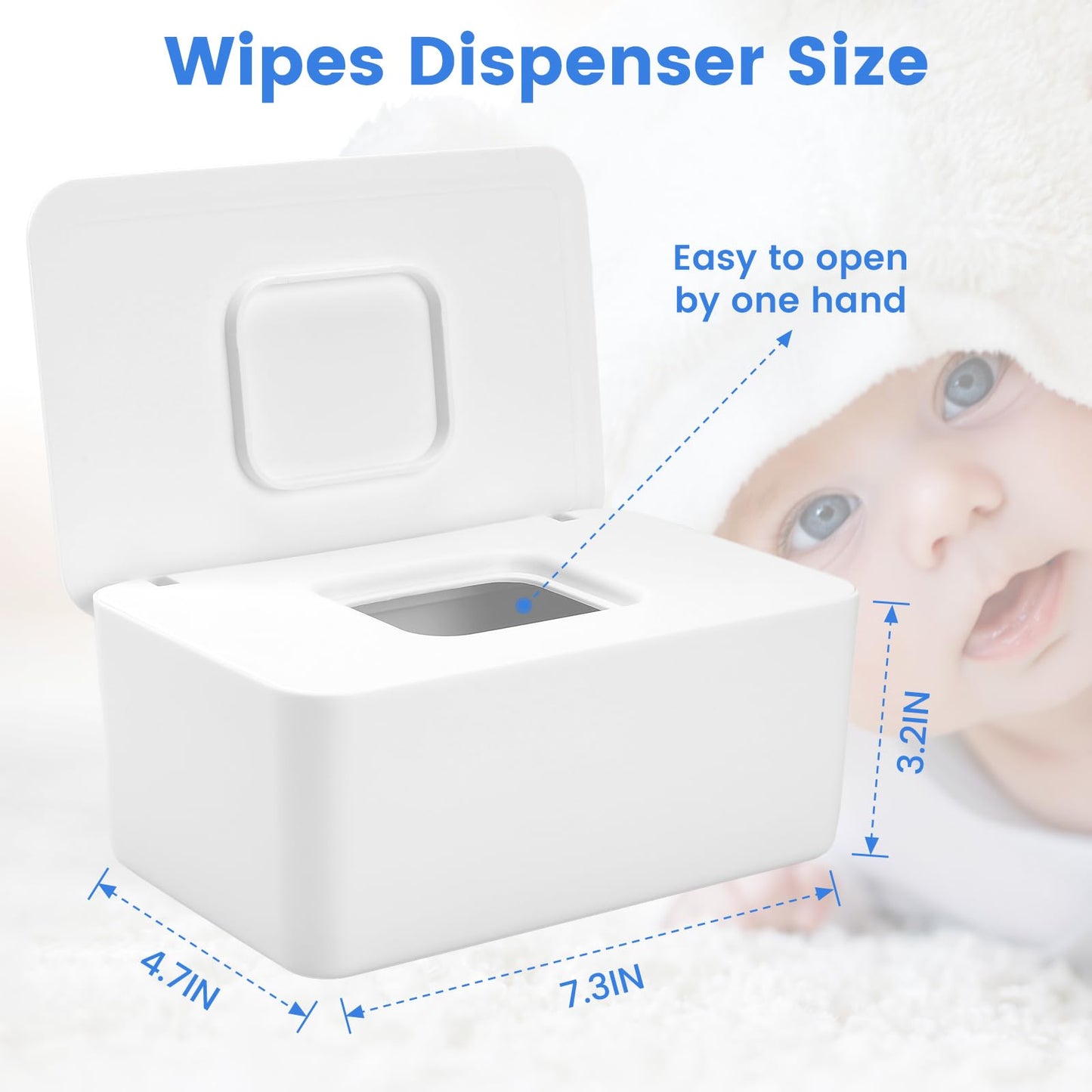 Lijroavy Baby Wipes Dispenser, Baby Wipe Holder for Fresh Wipes, Non-Slip Wipes Container, Refillable Baby Wipes Case with Sealing Design Lid (white)