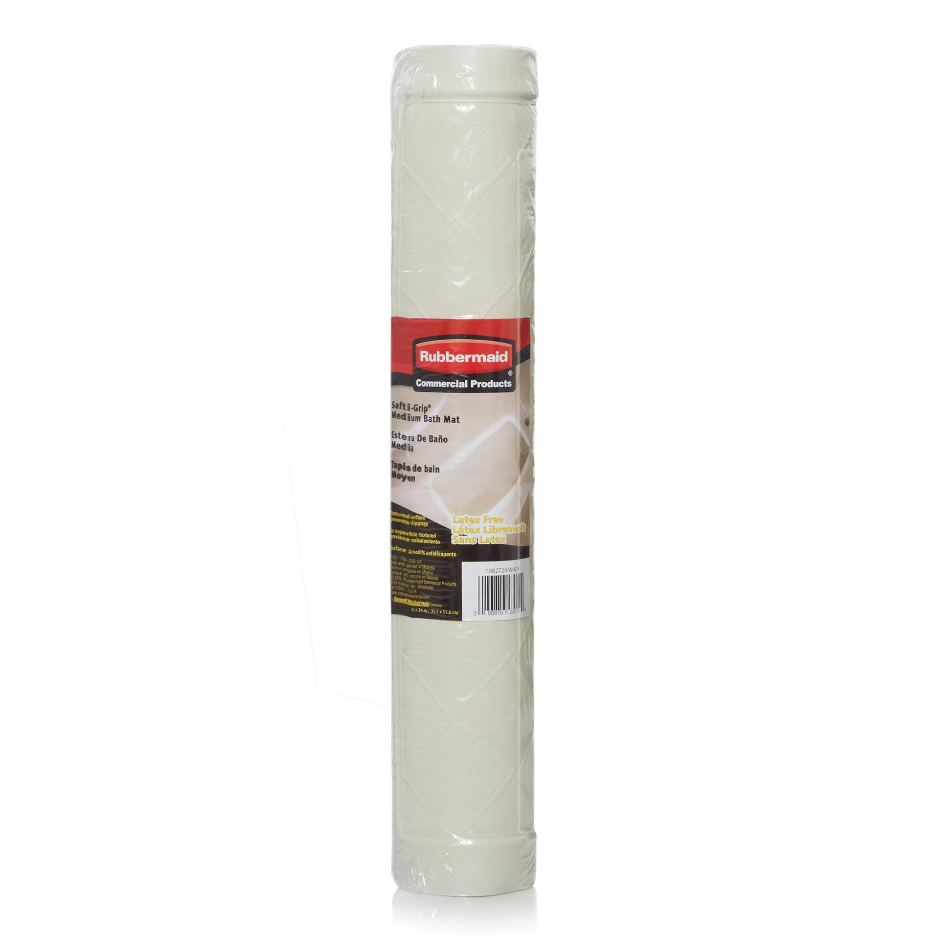 Rubbermaid Commercial Products Bath Tub and Shower Mat | Medium - 14 x 24 in. | White | Machine Washable | Safti-Grip Non-Slip Bathroom Mat with Suction Cups for Home/Hotel/Shower/Bathtub - Available at All In One Marketplace Canada