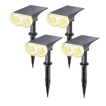 Linkind Solar Lights Outdoor Waterproof IP67, StarRay Dusk-to-Dawn Outdoor Solar Lights, 3 Lighting Modes Solar Spot Lights Outdoor for Garden, Yard, Landscape (Warm White, 4 Pack)
