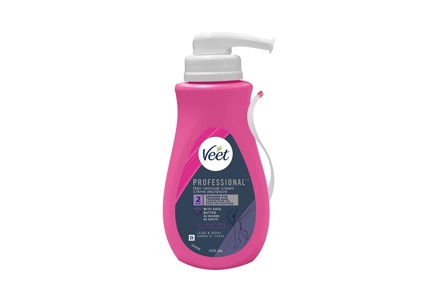 Veet Professional Hair Removal Cream for Legs, Arms, Underarms, Bikini, All Skin Types, Hair Remover with Shea Butter, Works in 2 Minutes Even on Tougher Hair, 400 mL - Available at All In One Marketplace Canada