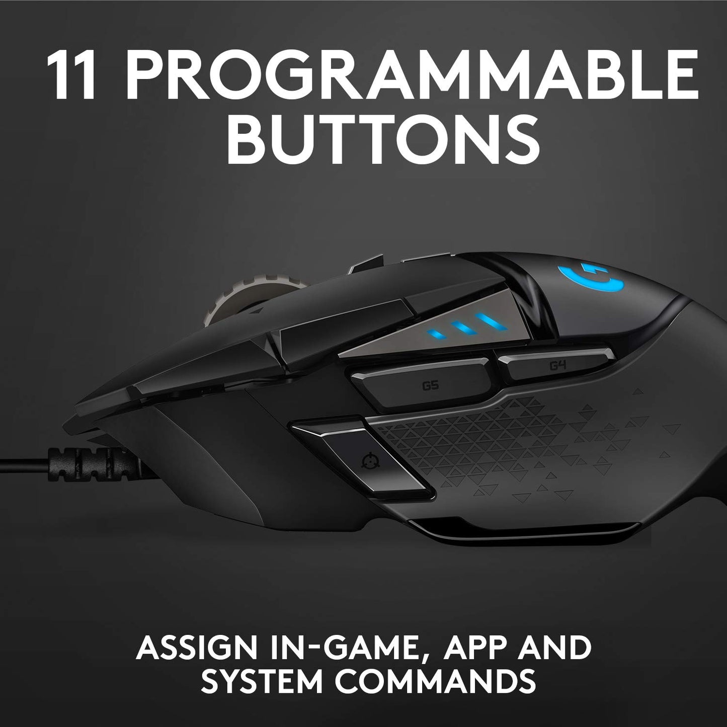 Logitech G502 Hero High Performance Wired Gaming Mouse, Hero 25K Sensor, 25,600 DPI, RGB, Adjustable Weights, 11 Programmable Buttons, On-Board Memory, PC/Mac, Black