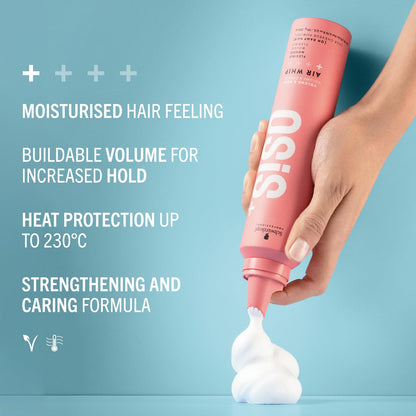 Schwarzkopf Professional OSiS+ Airwhip Flexible Volume Mousse | Non-Crunchy, Light to Medium Hold | Hair Volume & Body | Heat Protection up to 250°C/450°F| For All Hair Types, 200mL - Available at All In One Marketplace Canada