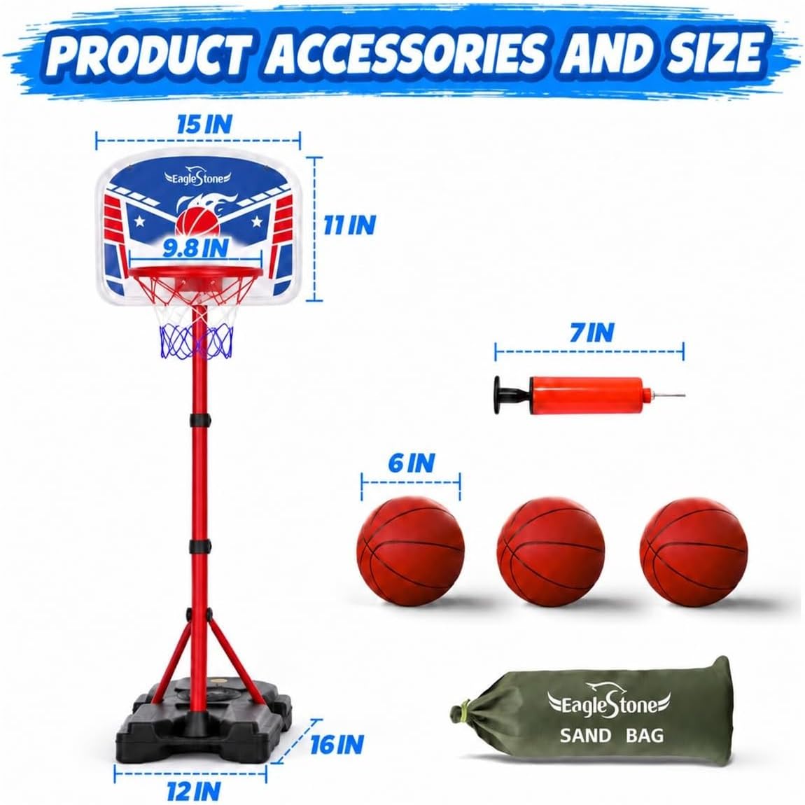 EagleStone Kids Basketball Hoop with Stand Adjustable Height Indoor Outdoor 🍁 All In One Marketplace Canada