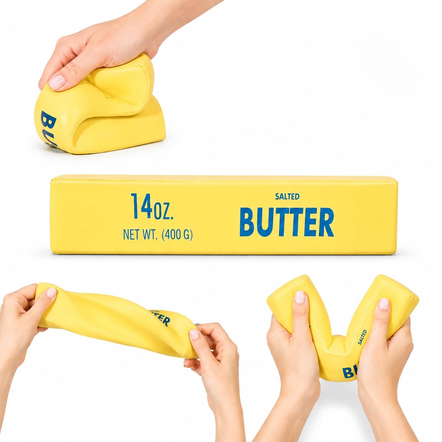 Butter Squishy Jumbo, Slow Rising Butter Block, Big Giant Realistic Texture Sensory Play Fidget Toy, Fun Desk Toy for Kids, Teens & Adults (Yellow, Large)