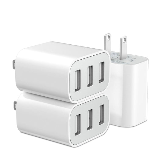 USB Charger Block, Wall Plug in USB Charging Blocks, Fast Charging Multiport Wall Charger Power Adapter for Charger for Mobile Phone 16/15/14/13/12/11/10 Pro and More (Milky White)