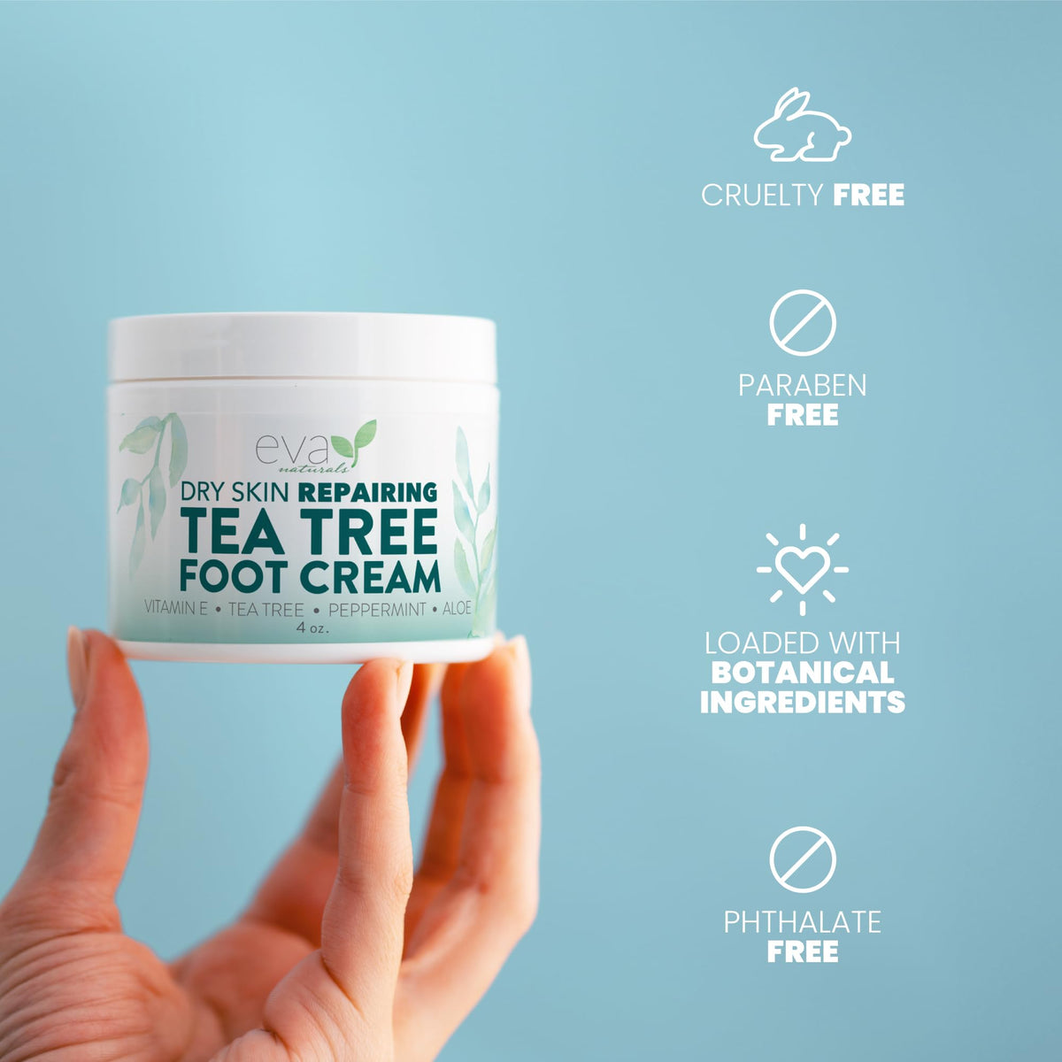 Eva Naturals Tea Tree Foot Cream with Aloe, Sunflower & Peppermint, 120 ml 🍁 All In One Marketplace Canada