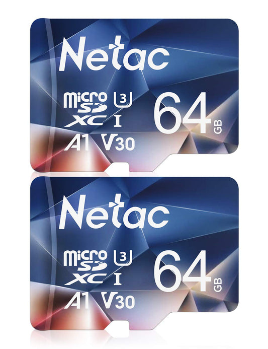 Netac 64GB 2 Pack Micro SD Card Speed up to 100MB/s for Action Cameras, Drones, Smartphones and Tablets, Memory Card SDXC UHS-I C10/U3/V30/A1 EXFAT
