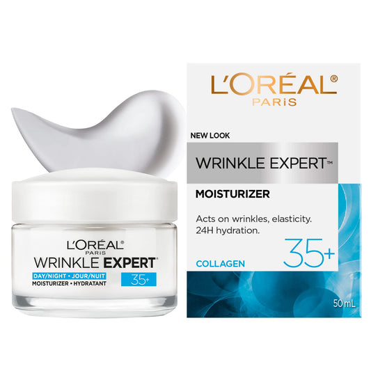 L’Oréal Paris Wrinkle Expert 35+ Anti Aging Day Face Moisturizer & Night Face Cream, Collagen Cream for Face to Reduce the Look of Wrinkles, Provides 24HR Hydration, 50mL