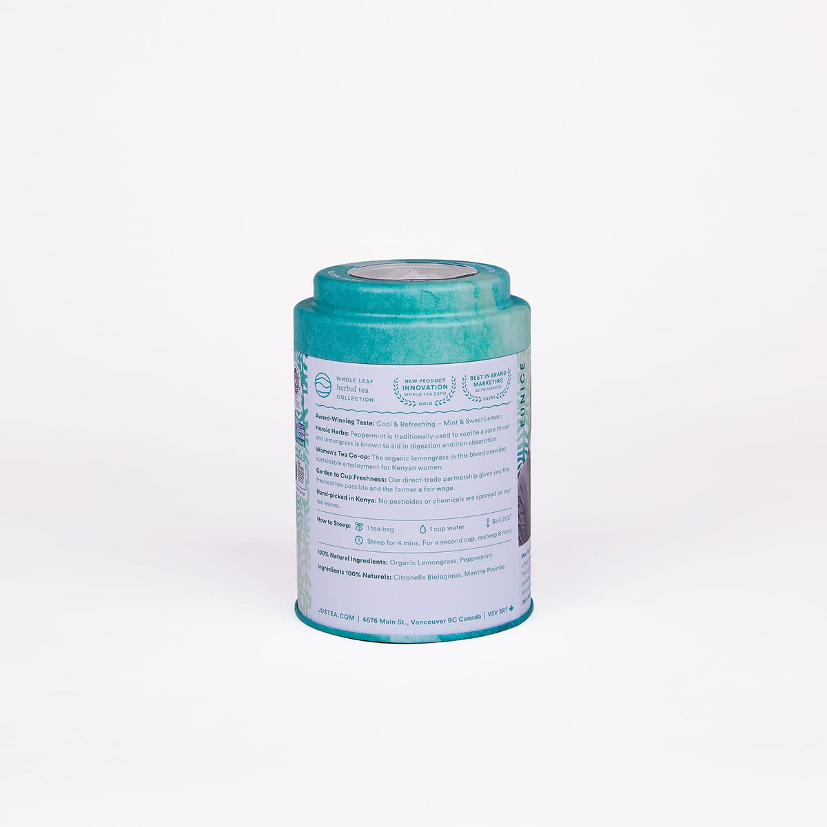 JusTea PEPPERMINT GARDEN Loose Leaf Herbal Tea, 40+ Cups Tin with Spoon 🍁 All In One Marketplace Canada