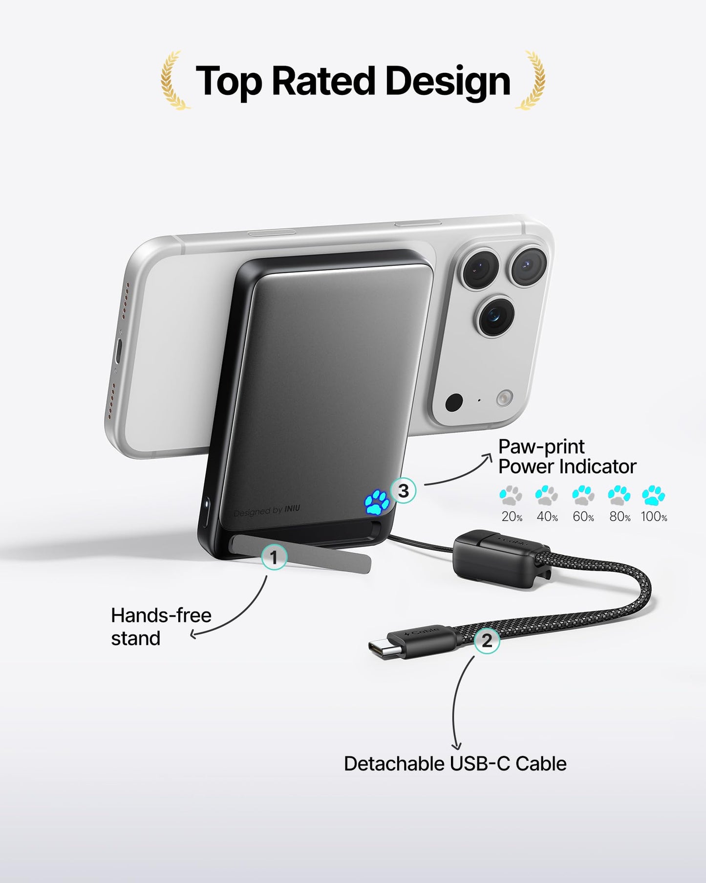 INIU for MagSafe Slimmest Power Bank, Original Qi2 Certified Wireless Fast Charging, 10000mAh 45W Portable Charger with USB C Cable & Stand, Flight Safe Magnetic Battery Pack for iPhone 17-12 Series - Available at All In One Marketplace Canada