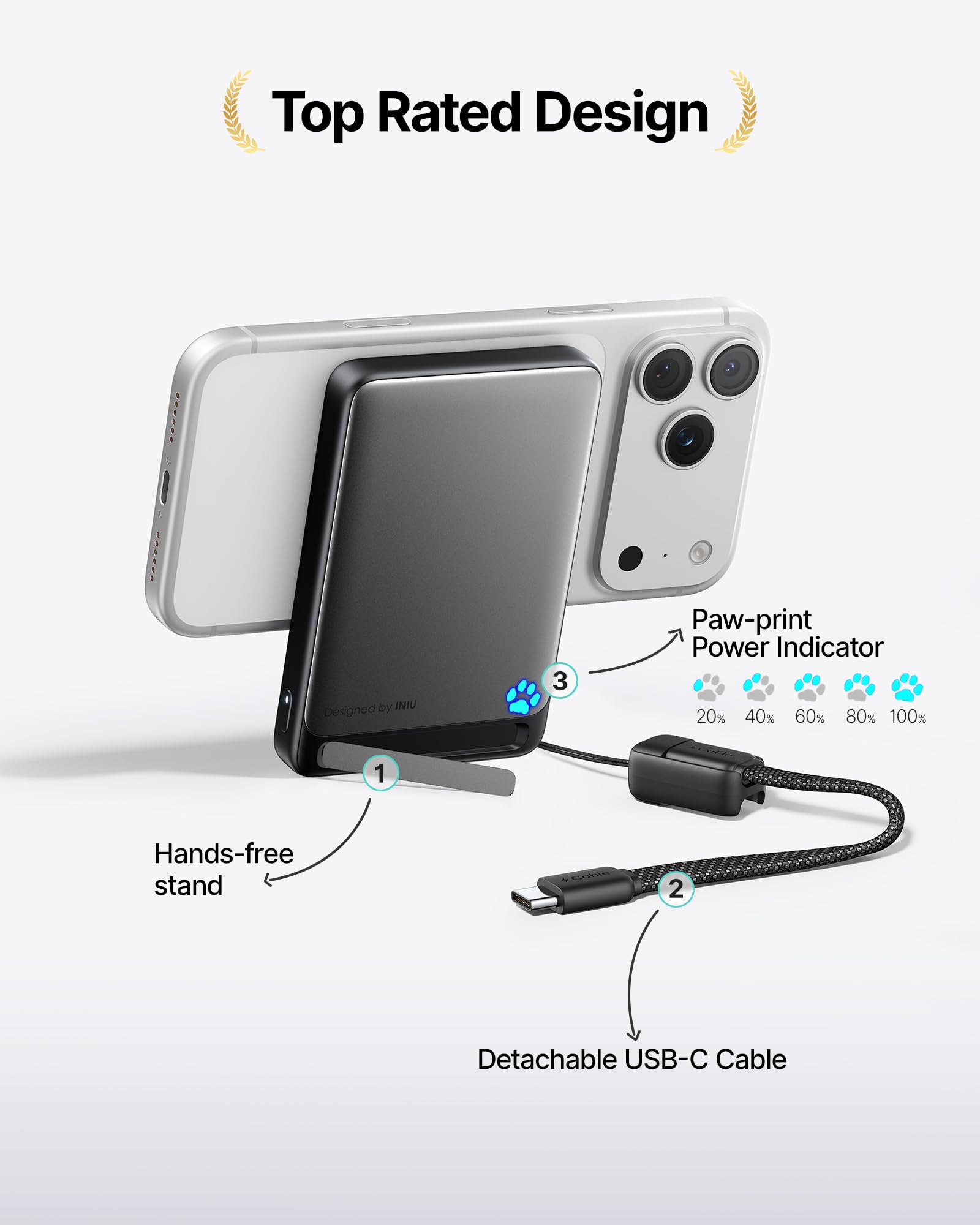INIU for MagSafe Slimmest Power Bank, Original Qi2 Certified Wireless Fast Charging, 10000mAh 45W Portable Charger with USB C Cable & Stand, Flight Safe Magnetic Battery Pack for iPhone 17-12 Series - Available at All In One Marketplace Canada