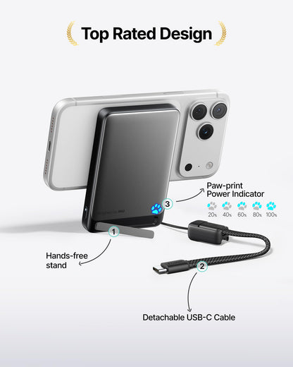 INIU for MagSafe Slimmest Power Bank, Original Qi2 Certified Wireless Fast Charging, 10000mAh 45W Portable Charger with USB C Cable & Stand, Flight Safe Magnetic Battery Pack for iPhone 17-12 Series - Available at All In One Marketplace Canada