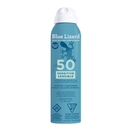 Blue Lizard Sensitive Mineral SPF 50 Spray, Broad-Spectrum UVA/UVB Protection, Water-Resistant, Zinc Oxide Formula, 142 g
