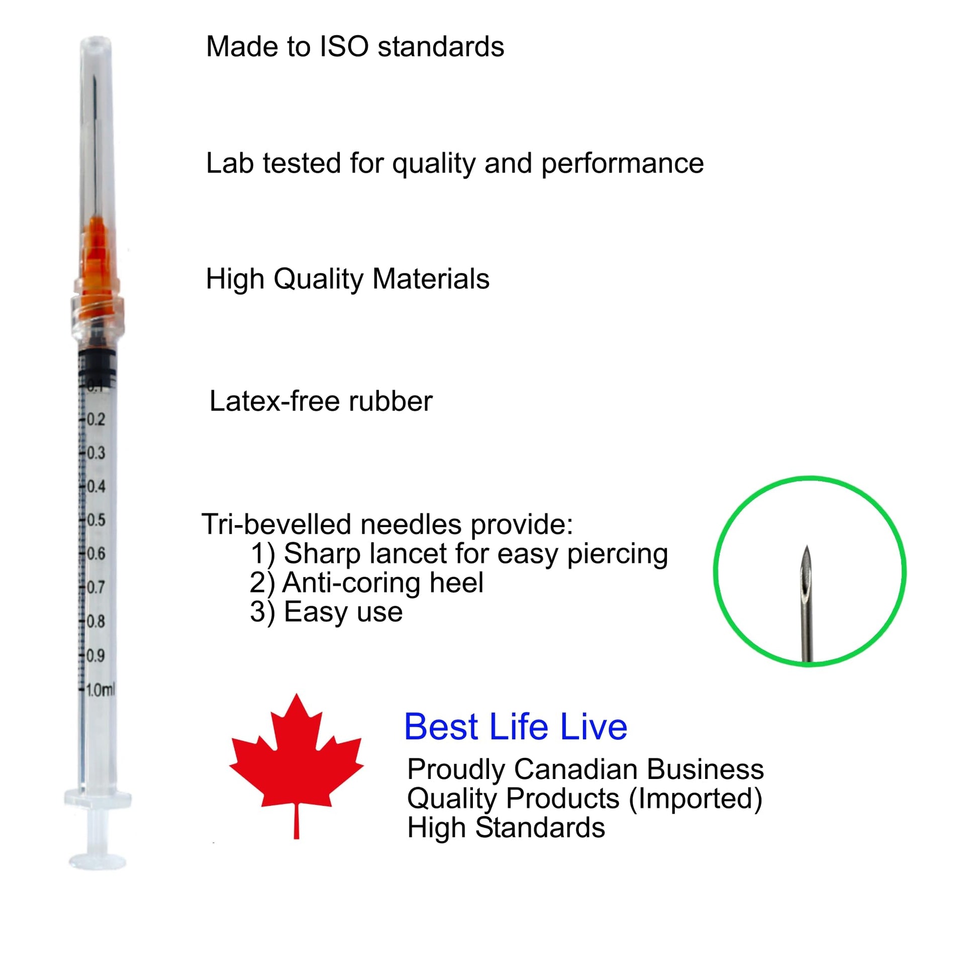 100 Pack 1mL (1cc) Disposable Sterilized Syringe, 25G X 1, Luer Lock Pyrogen Free, Latex Free