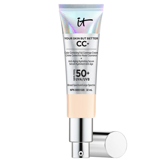 IT Cosmetics Your Skin But Better CC+ Cream, Fair Light (W) - Color Correcting Cream, Full-Coverage Foundation, Anti-Aging Serum & SPF 50+ Sunscreen - Natural Finish - 1.08 fl oz - Available at All In One Marketplace Canada