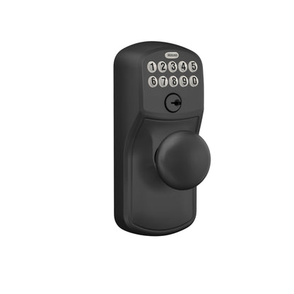 Schlage Electronic Keypad Lock, Lever Handle, Camelot Trim, Matte Black SCHLAGE