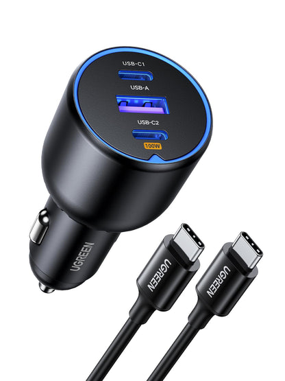 UGREEN 130W Car Charger USB C Fast Charger (with 100W USB C Cable) PD3.0 QC4.0 PPS Fast Charging Car Adapter Compatible with, MacBook, iPhone 17 16 15 14 Pro Max, Galaxy S25 S24 Ultra, iPad - Available at All In One Marketplace Canada