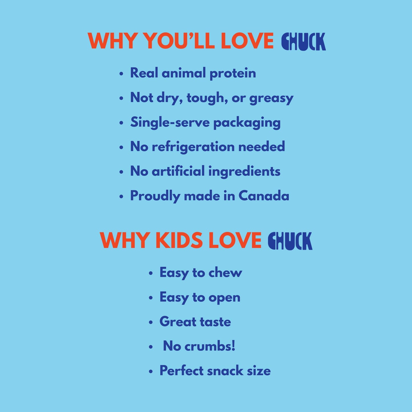 CHUCK Grass-Fed Beef Sticks - Family-Friendly Snack - 7g Protein Per Stick, Keto & Paleo, Gluten-Free, Low Sugar, Canadian Made, Non-GMO - 10 Pack
