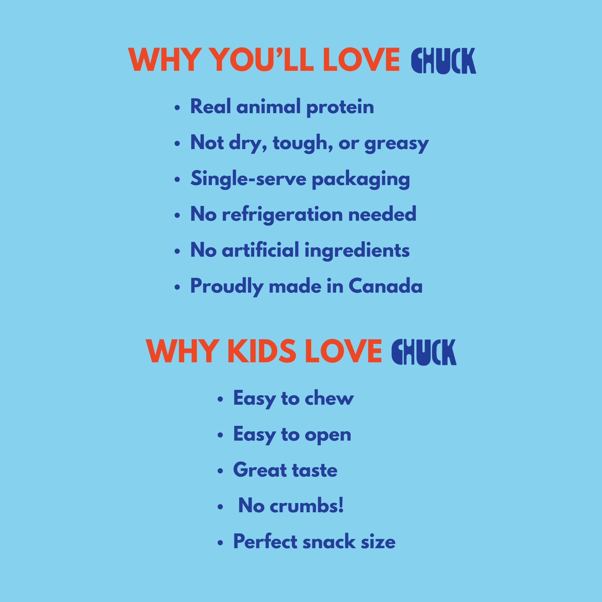 CHUCK Grass-Fed Beef Sticks - Family-Friendly Snack - 7g Protein Per Stick, Keto & Paleo, Gluten-Free, Low Sugar, Canadian Made, Non-GMO - 10 Pack