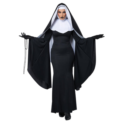 Costume d'Halloween pour adulte Nonne gothique Bad Habit, taille XS 34-36