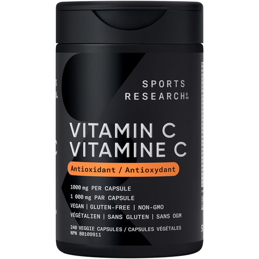 Sports Research® Vitamin C 1000mg - Non-GMO Project Verified Ascorbic Acid Vitamin C Supplement for Immune Support & Antioxidant Protection | Vegan Friendly, 8 Month Supply (240 Count) - Available at All In One Marketplace Canada