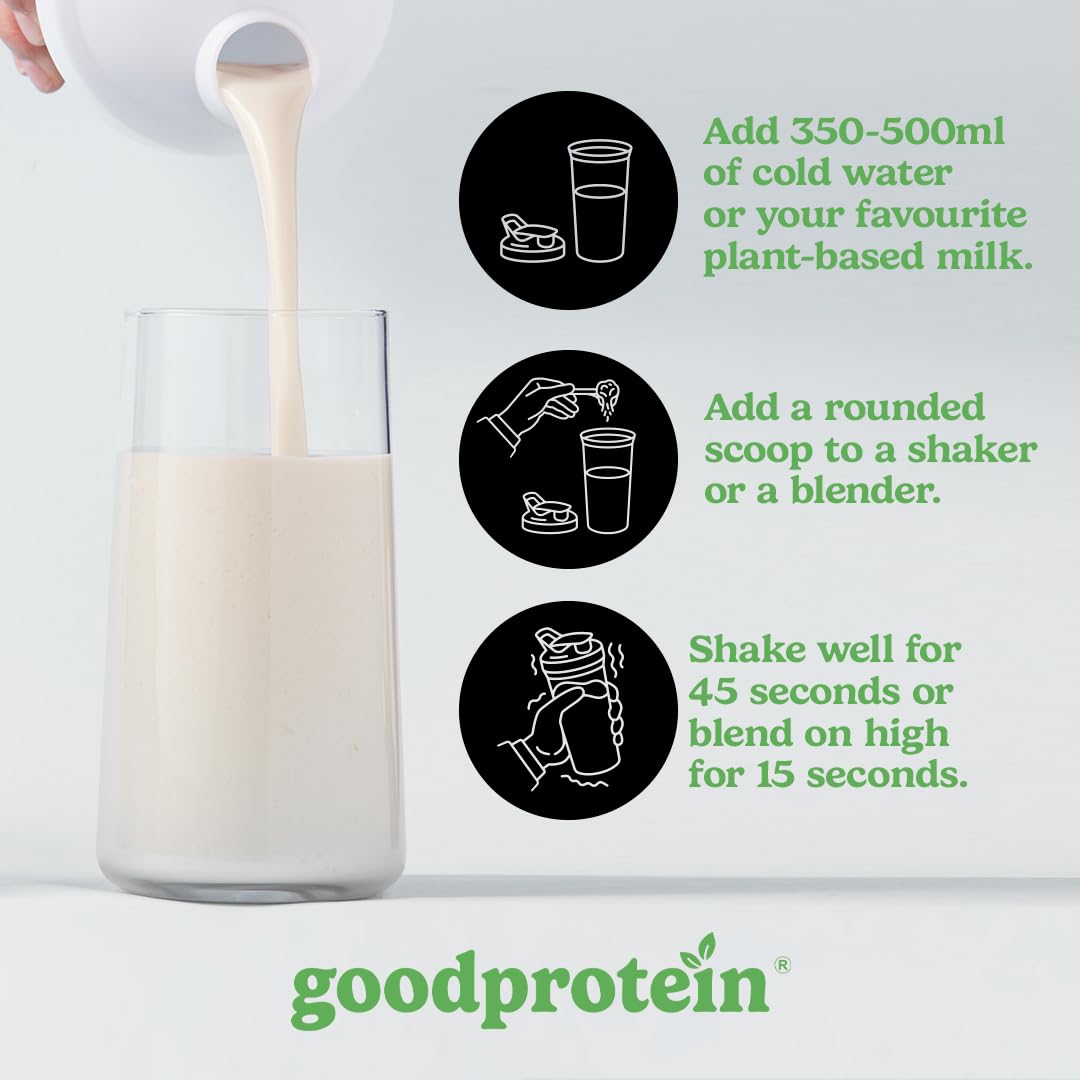 Good Protein Vegan Plant-based Protein Powder 100% Natural, Non-GMO, Dairy-free, Gluten-free, Soy-free, No Added Sugar and Nothing Artificial. Unflavoured All-in-One Shake 400 grams
