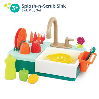 B. toys Play Sink, Splash-n-Scrub Sink with Running Water Faucet B. toys