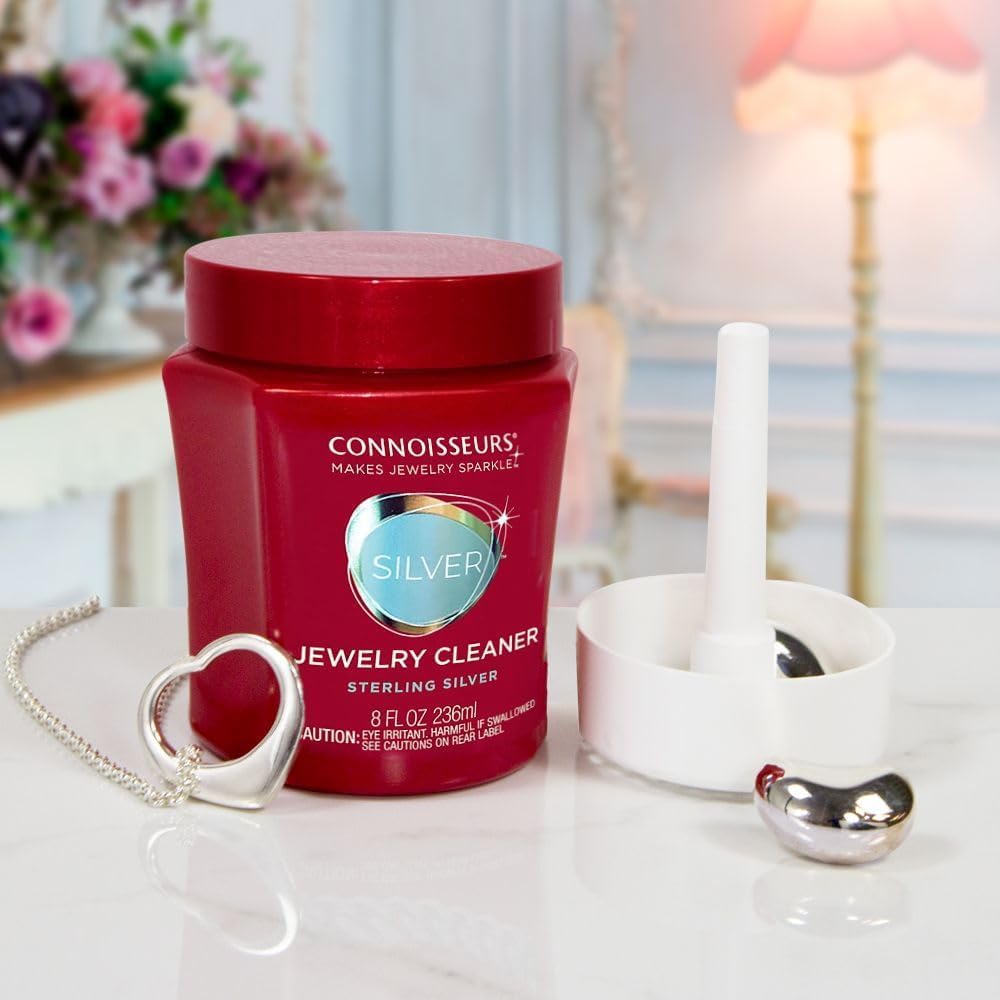 Connoisseurs Silver Jewelry Cleaner 8 oz Liquid Tarnish Remover for Sterling Silver Rings, Necklaces, Earrings & Bracelets Safe, Fast & Effective Silver Cleaning Solution - Available at All In One Marketplace Canada