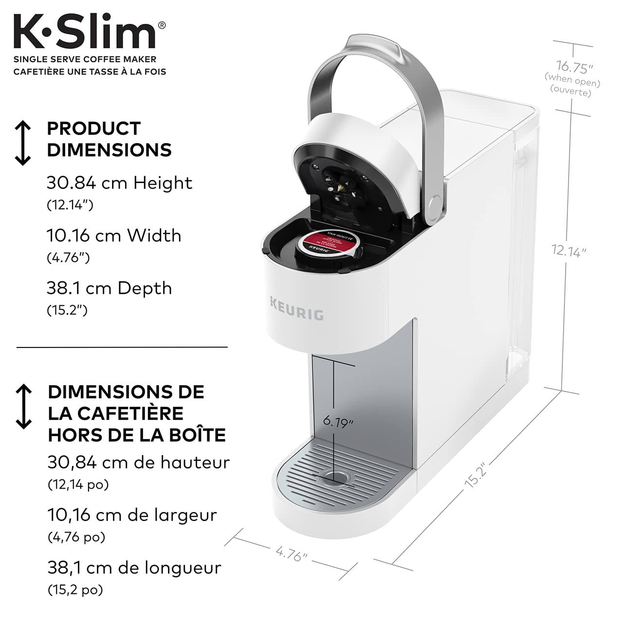 Keurig K-Slim Single Serve K-Cup Pod Coffee Maker, Featuring Simple Push Button Controls and MultiStream Technology, White 🍁 All In One Marketplace Canada